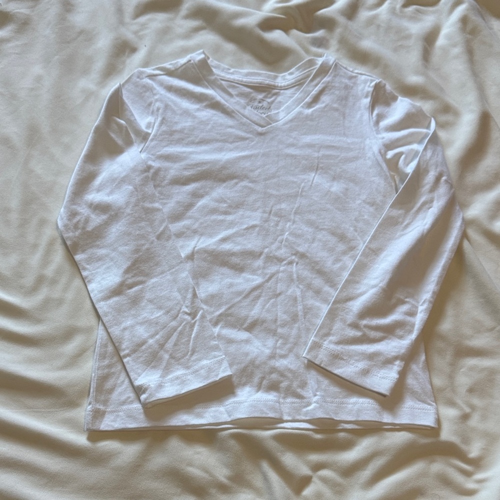 Faded Glory White Long Sleeve Kids Tee